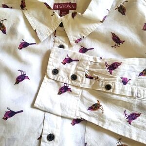 MERONA Novelty Bird Button Down Cotton Shirt - L